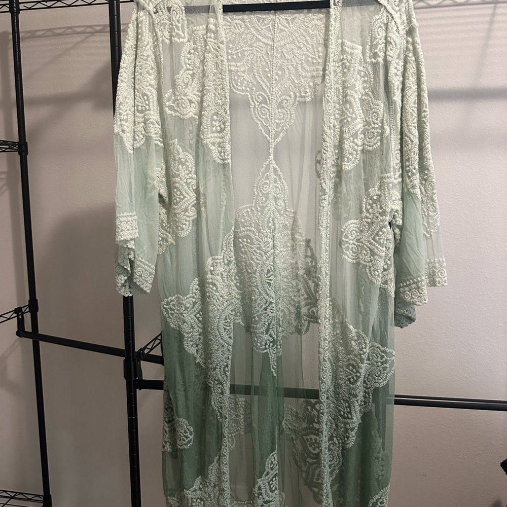 Elegant Sheer Lace Kimono